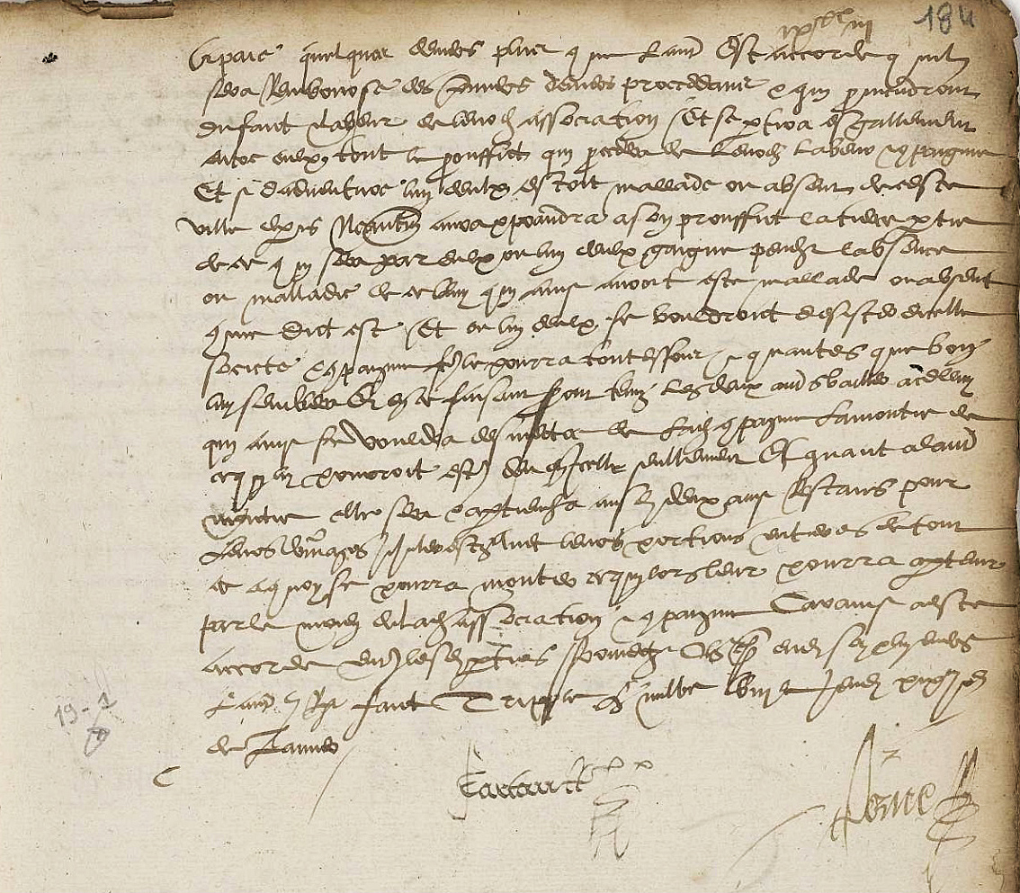 Voici un contrat d'association entre un tailleur d'histoires et deux enlumineurs parisiens, du 19 janvier 1558 (1559 nouveau style). 

Transcription et commentaire ici :
paleographie.site/general-4

#paléographie #paris  #histoire