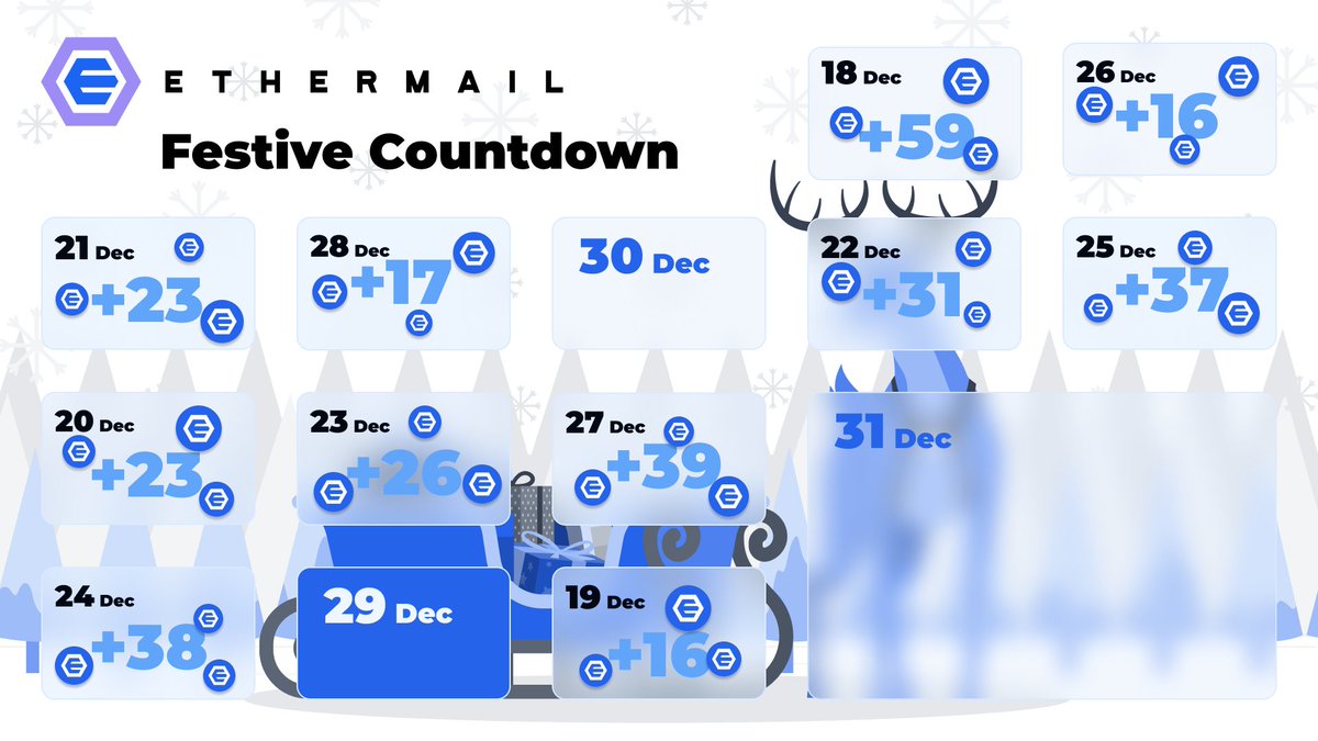 🔔 Silver bells, silver bells, it's Christmas time … Ring in the holiday season with EtherMail! Add secondary email and hear the bells of efficiency and EMC rewards chime! Check how many are waiting for you now - ethermail.io 🌃 #EtherMailFestiveCountdown #Day12