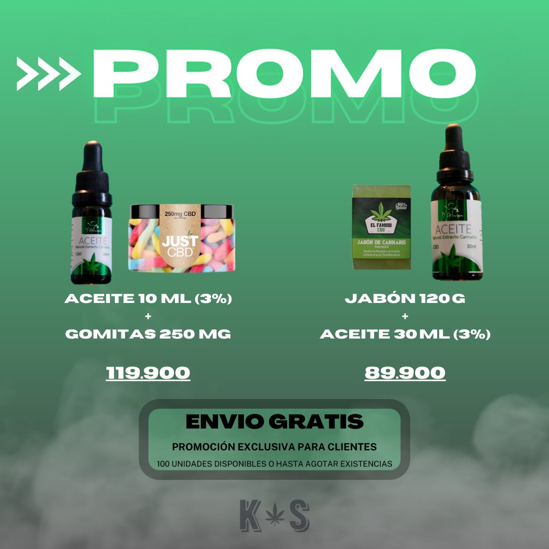 knnabistore's tweet photo. 🔥Promoción única para el #aceitedecbd en diferentes presentaciones y acompañado de #gomitasdecbd y #jabondecbd

#cbdcolombia #cannabismedicinal #productoscolombianos https://t.co/E8ajqtTIr3