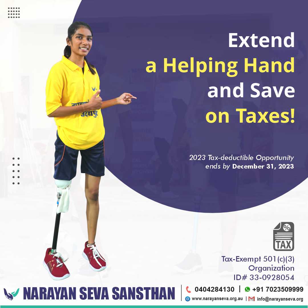 Your donations to Narayan Seva Sansthan Australia not only support the needy but also bring you tax benefits. Make a difference today while maximizing your impact. 

#DonateForChange #MaximizeImpact #MakeADifferenceToday #SupportNeedy #TaxBenefitsForGood #GivingBackForGood #X