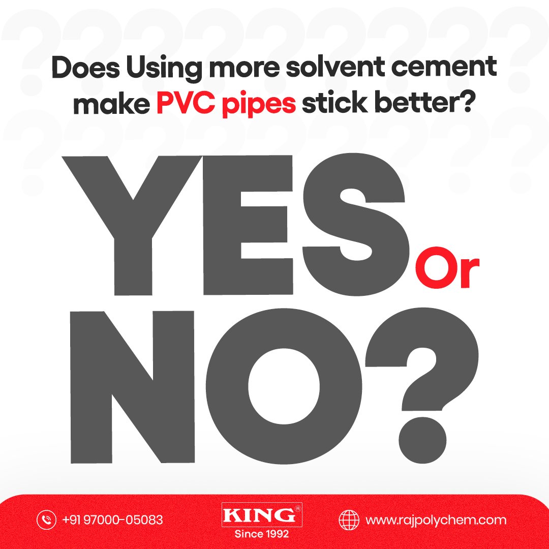 rajpolychem's tweet image. Learn the proper technique for applying just the right amount of solvent cement to get leak-proof joints without any weaknesses.

A perfect bond takes both getting the amount and application right - don't risk shoddy joints that could lead to leaks down the road. 👍

#pvccement