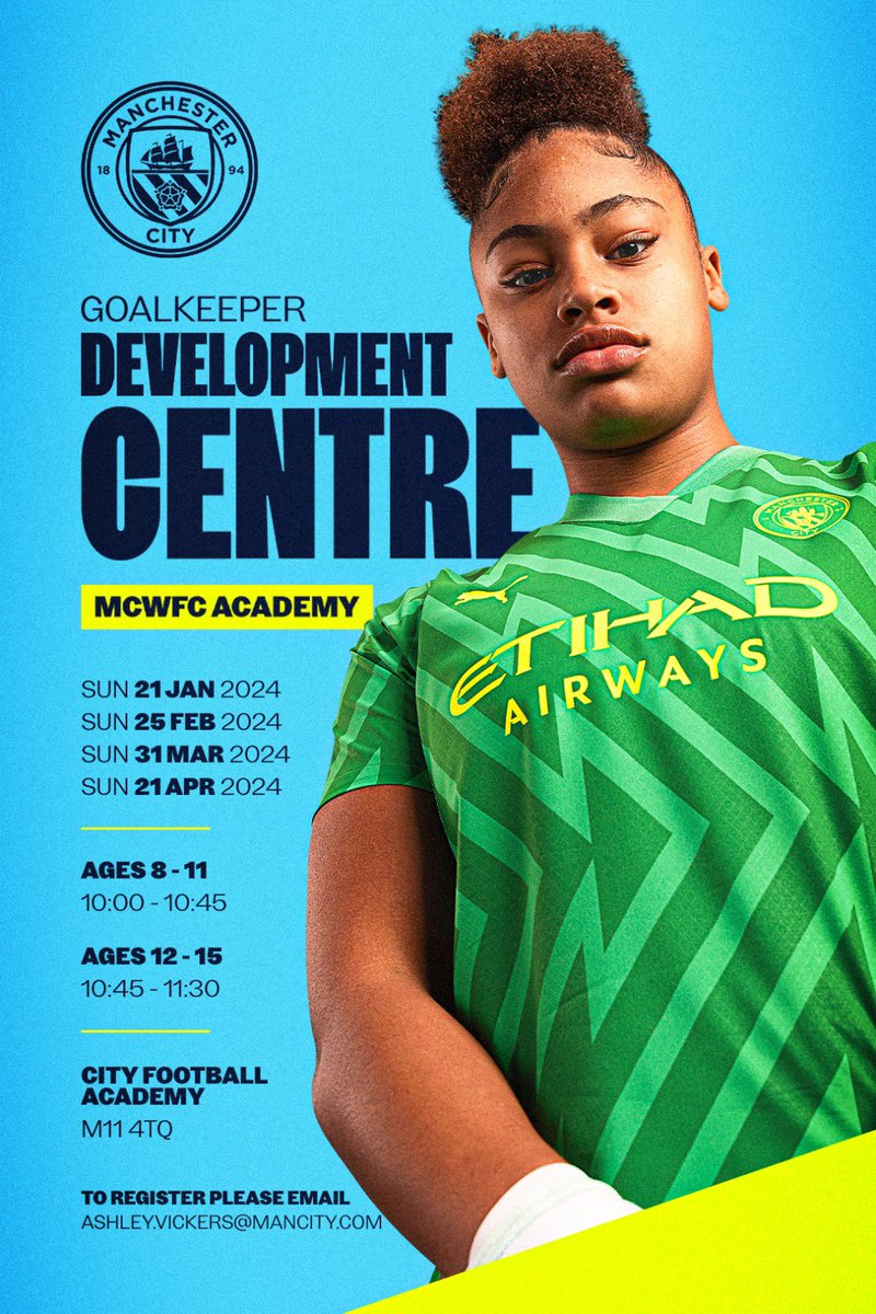 Pleased to announce we will launch a monthly @ManCityWomen Academy Goalkeeper Development Centre. Additional training opportunities for young female goalkeepers wanting to improve their game. Register via the email: Ashley.vickers@mancity.com #Goalkeeper #Football