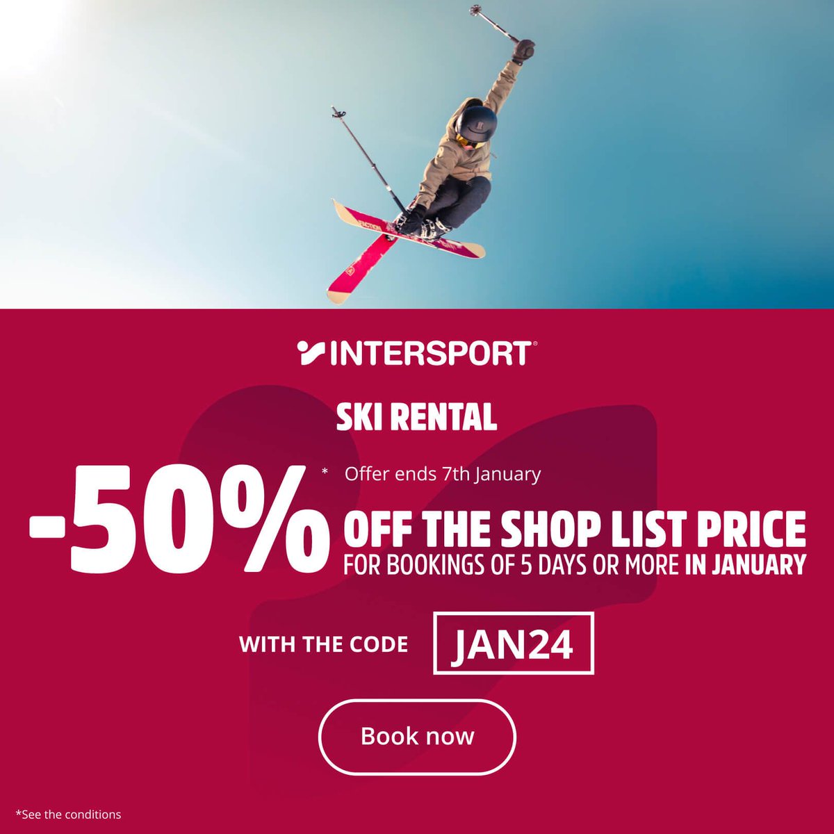 INTERSPORTRentF's tweet photo. The latest discount code is now live until 08 January... #discountcode #skihire #intersportrent #skiholiday #chamonix #tignes #valthorens #valdisere #meribel #courchevel #morzine #avoriaz #laplagne #lesgets https://t.co/cDEvfBebsi