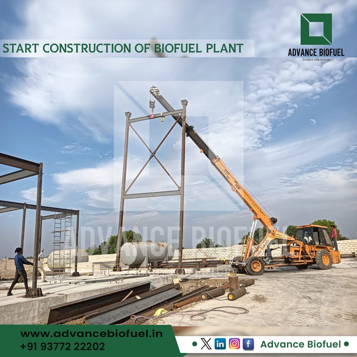 Eco-evolution in the making! 🌿⚙️ Excited to announce that our biofuel plant is currently under construction, shaping a more sustainable energy landscape. 

#AdvancedBiofuel #EcoFriendlySolutions #GreenLiving #CleanFuel #SustainableDevelopment #FuelingChange #FutureOfEnergy