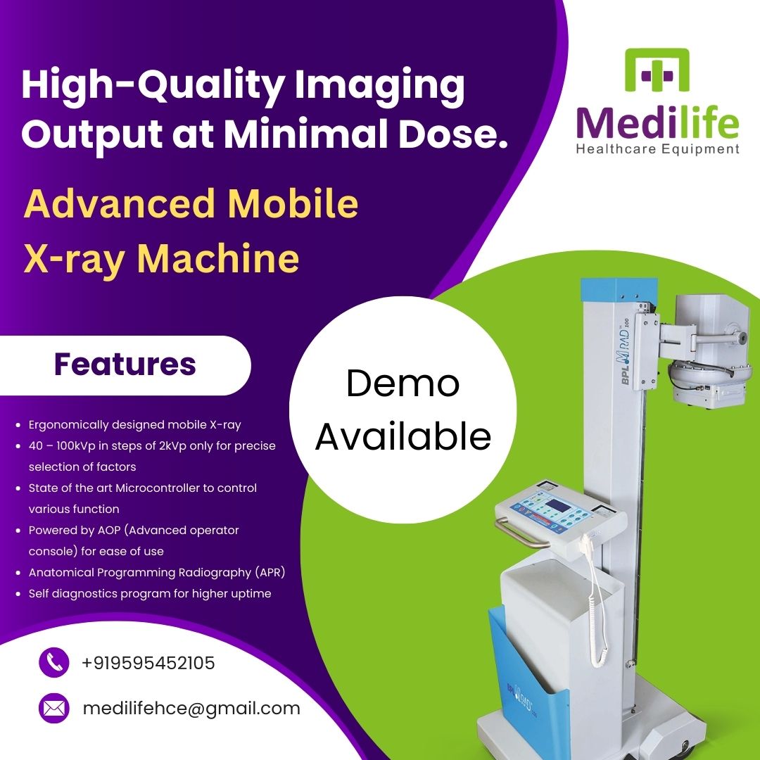 Medilifemktg's tweet image. High-Quality Imaging Output at Minimal Dose.
Advanced Mobile X-ray Machine
For demo or any other  information please call on +919595452105 / +919595452103
#MobileXRay #PortableImaging #PointOfCareXRay #MobileRadiography #XRay #RadiologyOnTheMove #PortableXRay #BedsideImaging