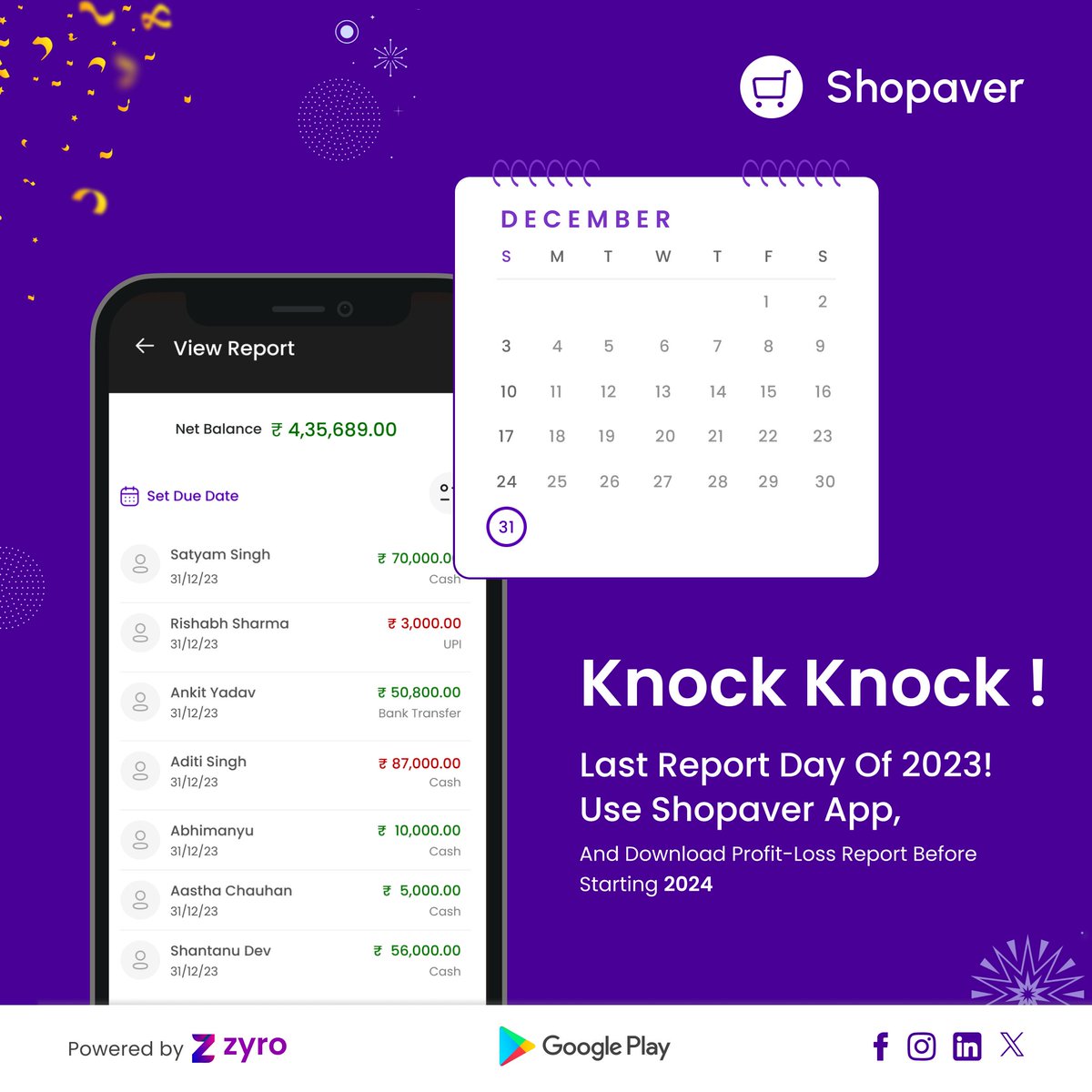 📊🌟 Utilize Shopaver app for business profit-loss reports. Make informed decisions backed by analytics for a successful 2024! 🚀  

#Shopaver #NewYearSuccess #khata #business #zyro #profits