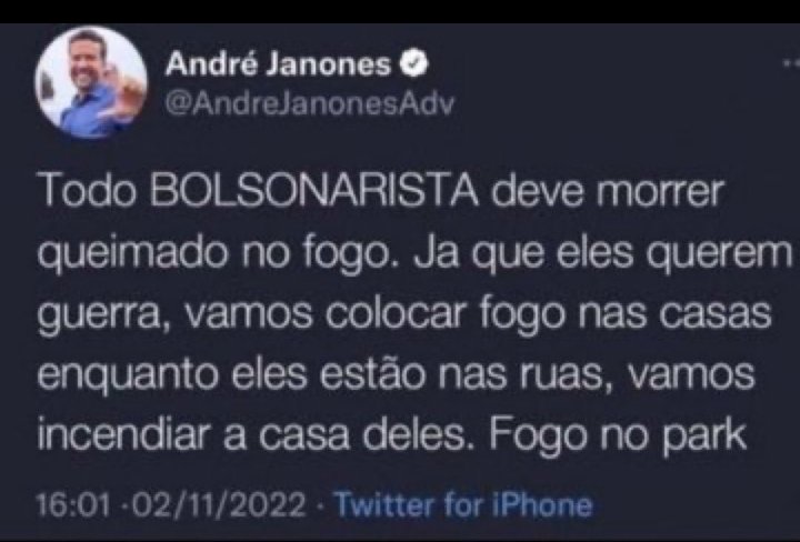 nilce_baroni's tweet photo. @AndreJanonesAdv Então né, quem exala ódio mesmo? Lembra desse twitter? https://t.co/JgZYqbMkIj