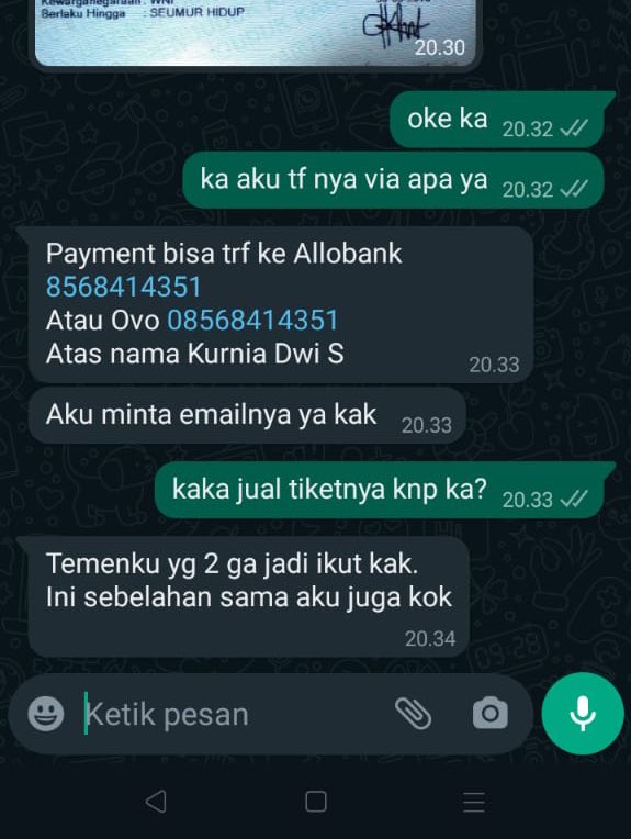 Hii_HongJisoo's tweet photo. 5. Di WA aku minta KTP Kurnia Dwi Susanti sebagai jaminan, dan dari penipu akhirnya kasih KTP ke aku dengan diberikan watermark. Tapi sepanjang dia balas chat aku yang dengan beda nomor ini, pelaku masih gak juga balas WA dan DM aku sebelumnya. #gda #wtsgda #penipuangda https://t.co/yIhlQgJDFn