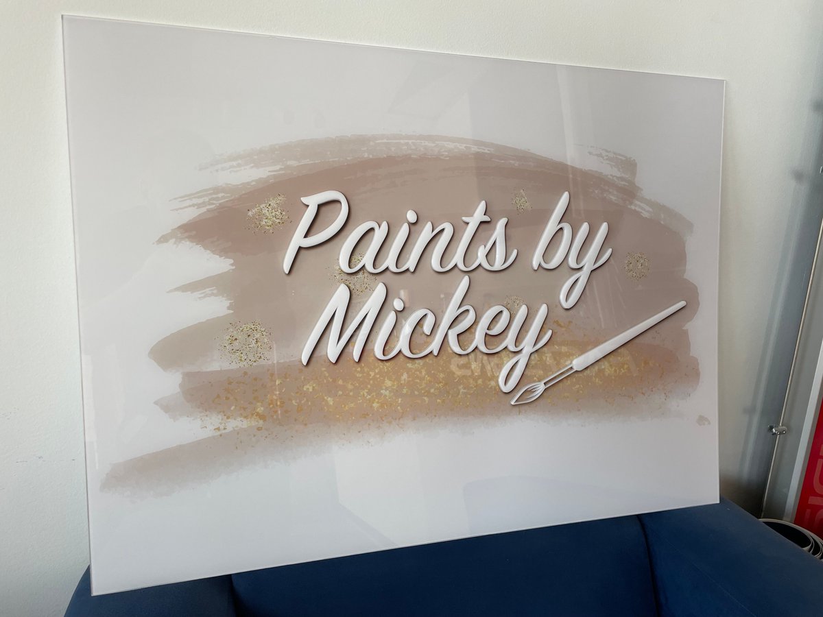 This multilayer acrylic sign showcases its elegance through its design. The print on the backside of the sign adds a beautiful shine to the face of the sign, enhancing its overall appearance.