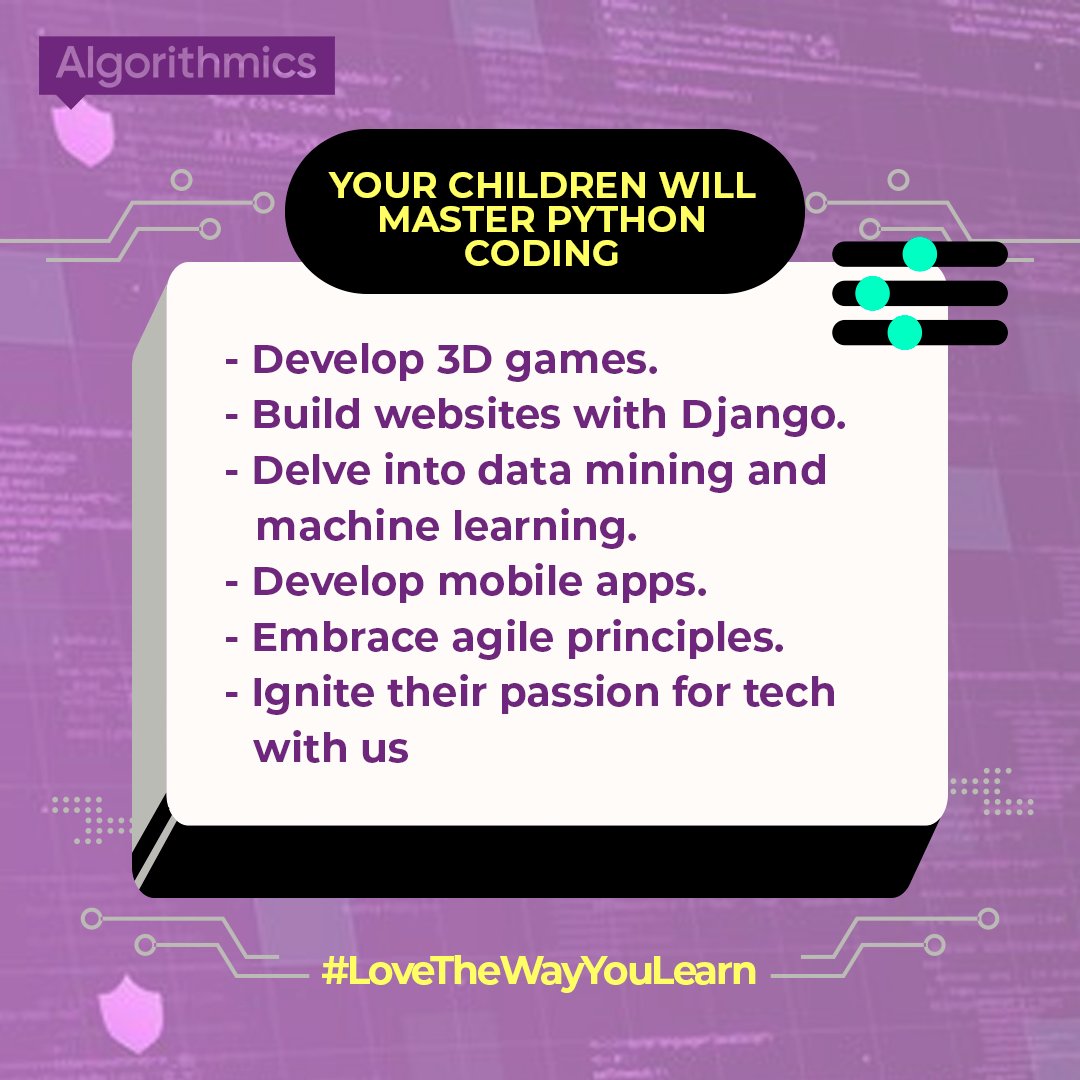 AlgorithmicsPK's tweet image. Spark a passion for coding in your child with algorithms in Pakistan!

🌐Visit our website: clifton.alg.academy/en

📞WhatsApp: +923188226563

#LoveTheWayYouLearn #AlgorithmicsPK #Python #pythonprogramming #pythonprogrammer #programming #LearnWithPassion