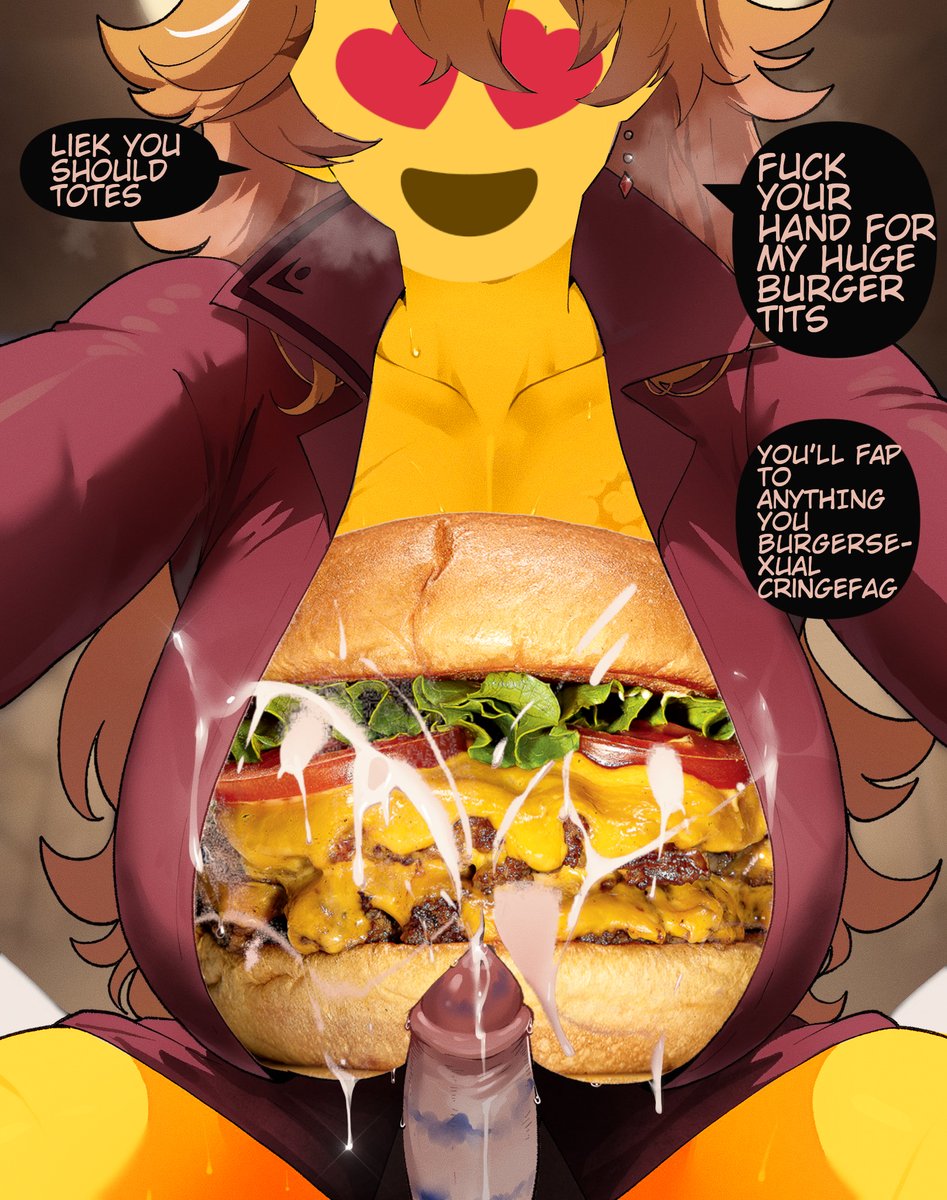cuddleslut420's tweet photo. Uhm retarded cringe emoji burger edit i made while bored.. jerk off to it if you want to corrupt yourself i guess? #findom #femdom #findomdrains #findomdraining #findomme #howtotalklikeafindom #findoms #findomapps #findomdebt #findombrat #goon #emoji #cringe #cringemoji #gooning https://t.co/Wuywf86ttX
