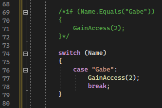 Phantom_TheGame's tweet image. Ok so everyone keeps telling me to use switch statements instead of "else if"  
I don't see the appeal but I changed all my if's to switch statements.
Maybe people will stop telling me how to code now.