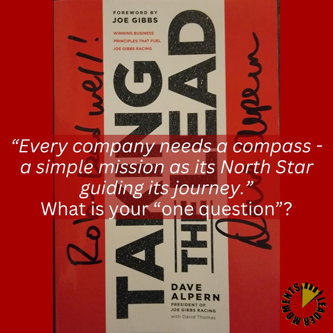 At Joe Gibbs Racing, their #onequestion is 'Will it help us go fast?'. What is your team's one question that guides your journey?

#leadership #values #vision #mission #takingthelead @PERNSKI