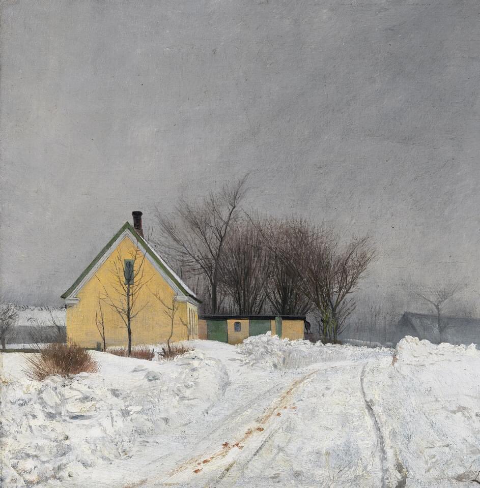 Laurits Andersen Ring, Foggy Winter Day. To the Left a Yellow House. Deep Snow., 1910 Oil on Canvas, 39 x 45.1 cm National Museum Stockholm, Sweden