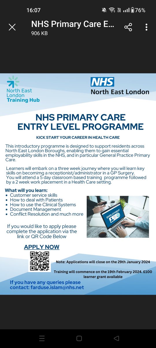 NEL Training Hub (@neltraininghub) on Twitter photo Employability Programme Launch: If you are a living in NEL, and would like to undertake an experiential learning programme to accelerate your prospect of working in NHS frontline service, do apply! Share with friends & family!shorturl.at/ovyI4
<a href="/NHS_NELondon/">NHS North East London</a> <a href="/NELHCP/">North East London Health and Care Partnership</a> Employability Programme Launch: If you are a living in NEL, and would like to undertake an experiential learning programme to accelerate your prospect of working in NHS frontline service, do apply! Share with friends & family!shorturl.at/ovyI4
<a href="/NHS_NELondon/">NHS North East London</a> <a href="/NELHCP/">North East London Health and Care Partnership</a>