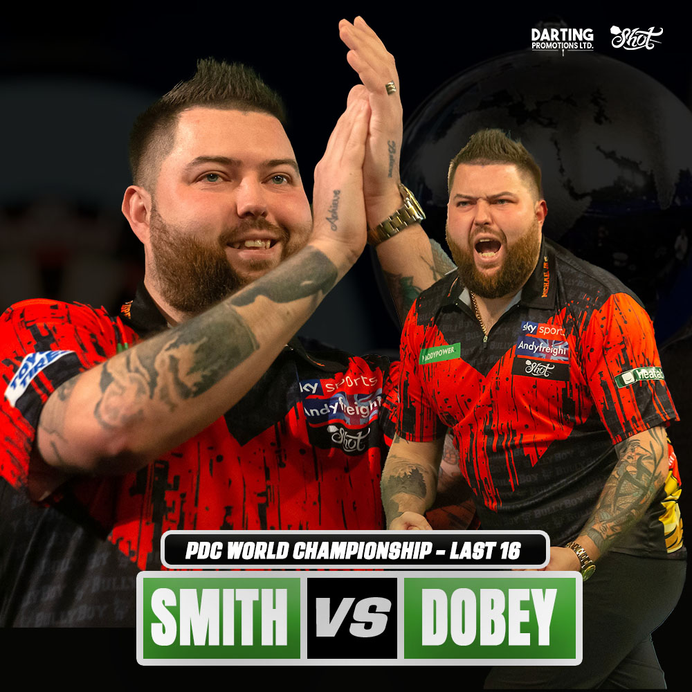 dartingp's tweet photo. A 𝙃𝙐𝙂𝙀 night ahead for the reigning champ! 🏆
Michael Smith and Chris Dobey face off for a place in the World Darts Championship quarter-finals.
#PDCWC #TeamDP https://t.co/TSgrsLlC5O