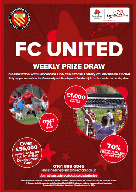 Join 360 other FC fans and sign up to our weekly lottery - in partnership with Lancashire Cricket Club! Over £56,000 has been raised for FC United so far, with each subscriber in with a chance of winning £1,000 - every single week! Join today⬇️ fc-utd.co.uk/fcum-lottery?u…