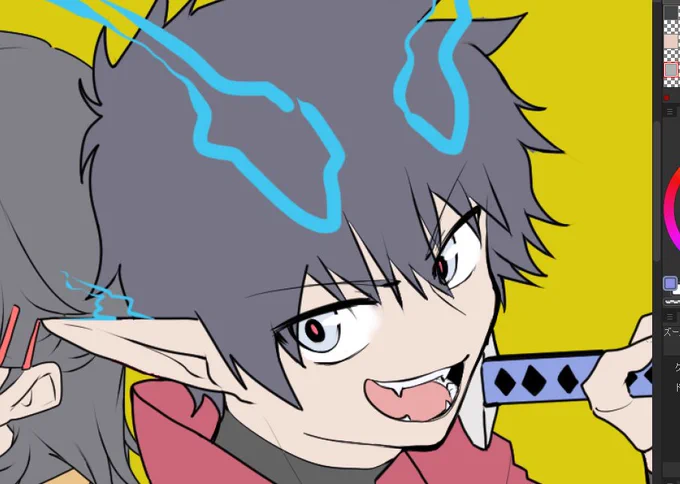 燐はどの時点の彼描くかで悩む初期の髪留めもらってた頃の感覚で描いちゃうけど、今は結構毛先みじかめだよね 