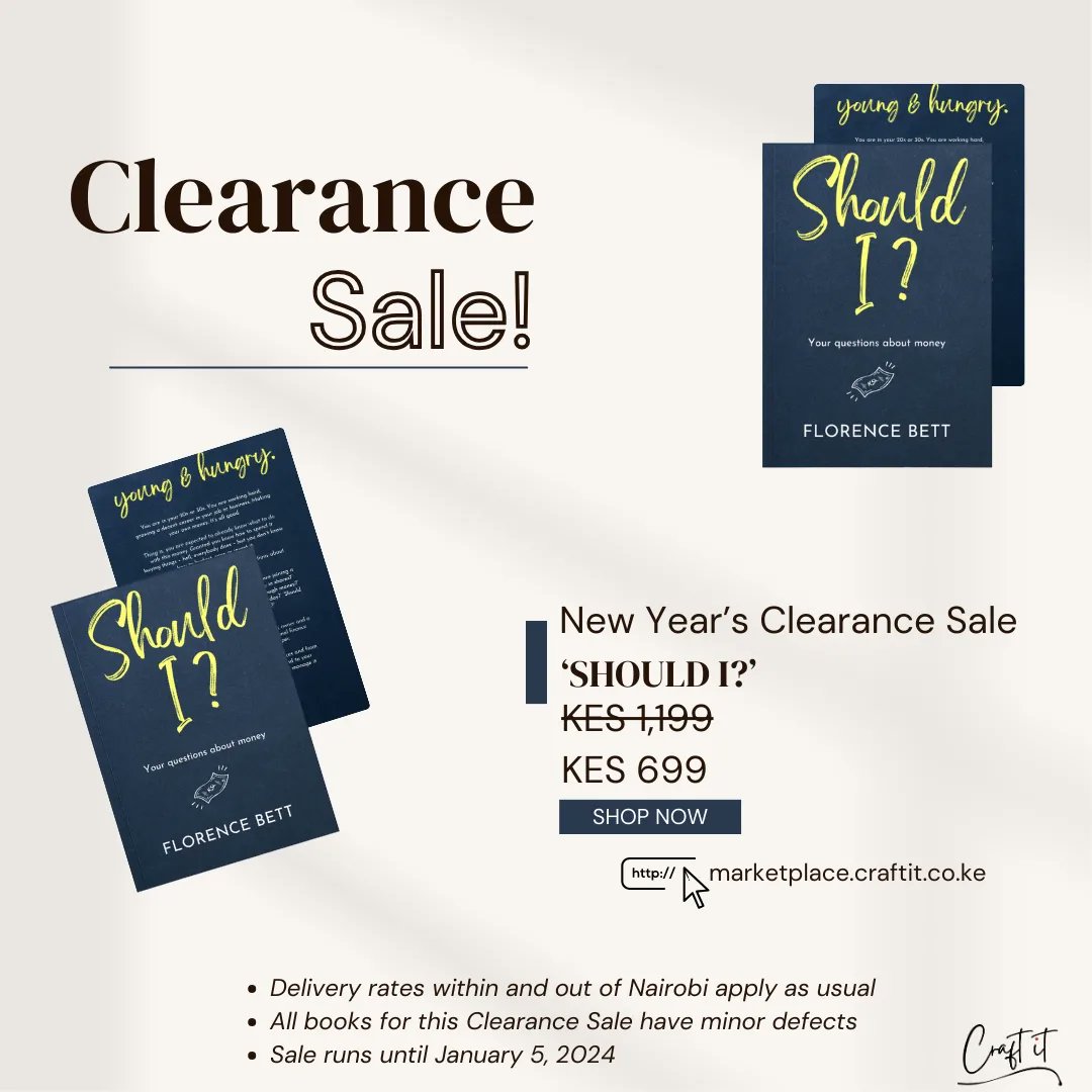 _craftit's tweet photo. New Year’s Clearance Sale!
Up to 54% off!
Sale runs until (Inshallah) January 5, 2024.
PS:
- Delivery rates within and out of Nairobi apply as usual
- All books in this sale have minor defects
#craftit #almost40 #urbanguide #booksale #personalfinance https://t.co/fZG20NpIf6