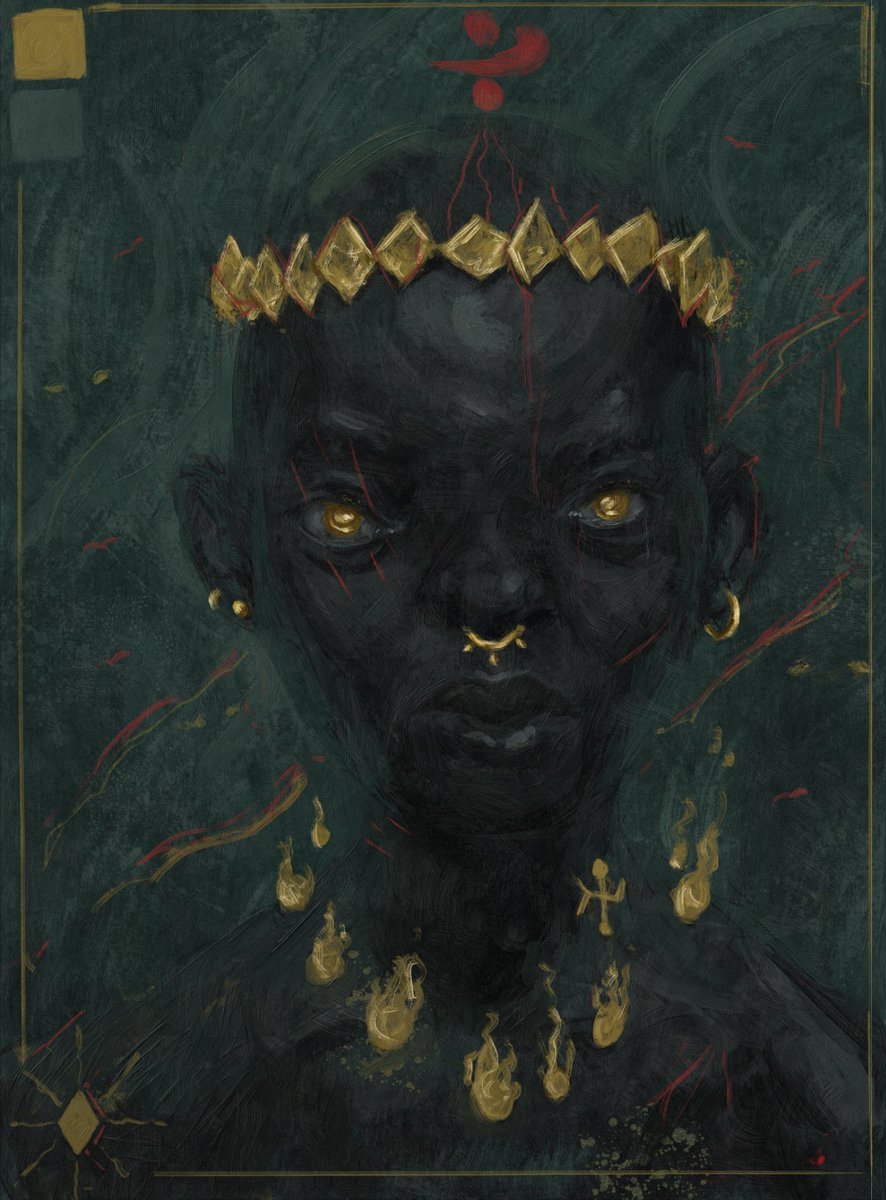 Progress shots of my last painting. 
The Ogbanje. 