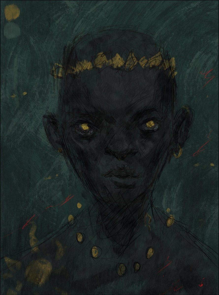 Progress shots of my last painting. 
The Ogbanje. 