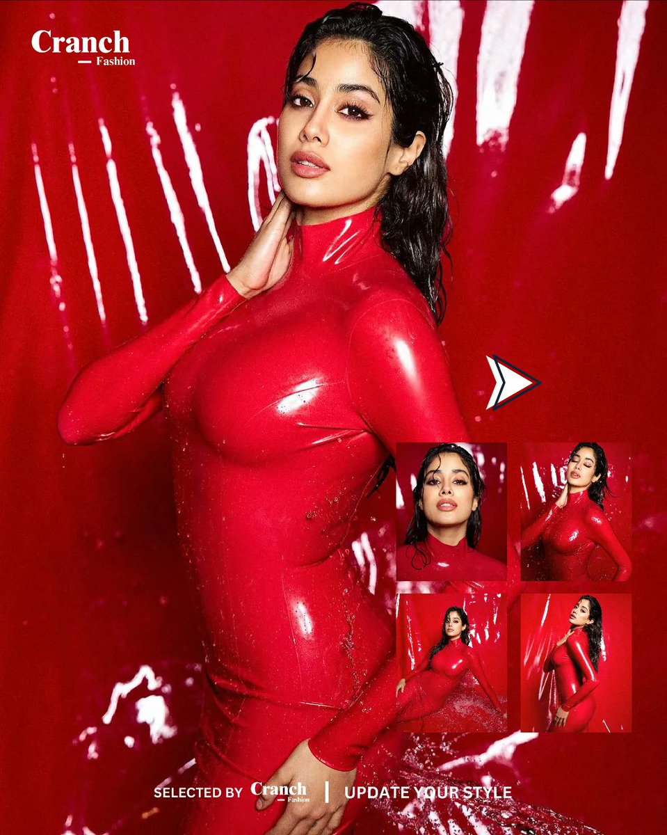 CranchFashion's tweet photo. We captivated by Janhvi Kapoor's latest appearance – she looks stunning in that red latex outfit! ❤️
.
.
#CranchFashion #JanhviKapoor #Fashion #Style #BollywoodCelebrity
#EntertainmentWithCranch  #Entertainment #OOTD #StyleFashion #Bollywood https://t.co/56RWH303ju