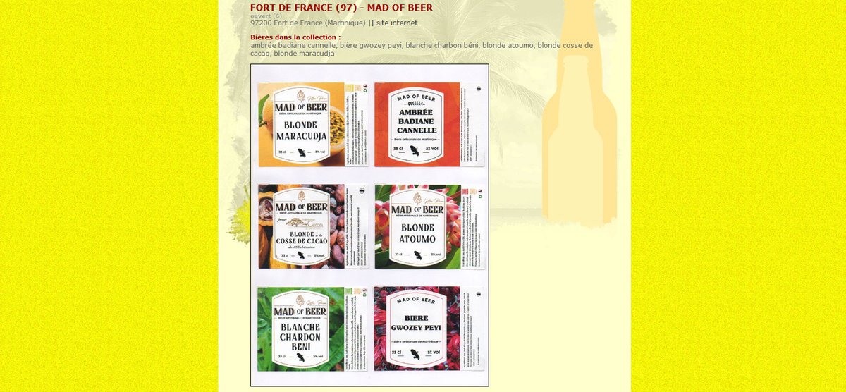 Une nouvelle microbrasserie de Martinique :
Mad of Beer - Fort de France - 972
 beuhbababeercollection.com/bierpage/outre…

#bbC #bière #étiquettes #collection #brasserie #microbrasserie #outremer #martinique #fortdefrance #madofbeer #antilles