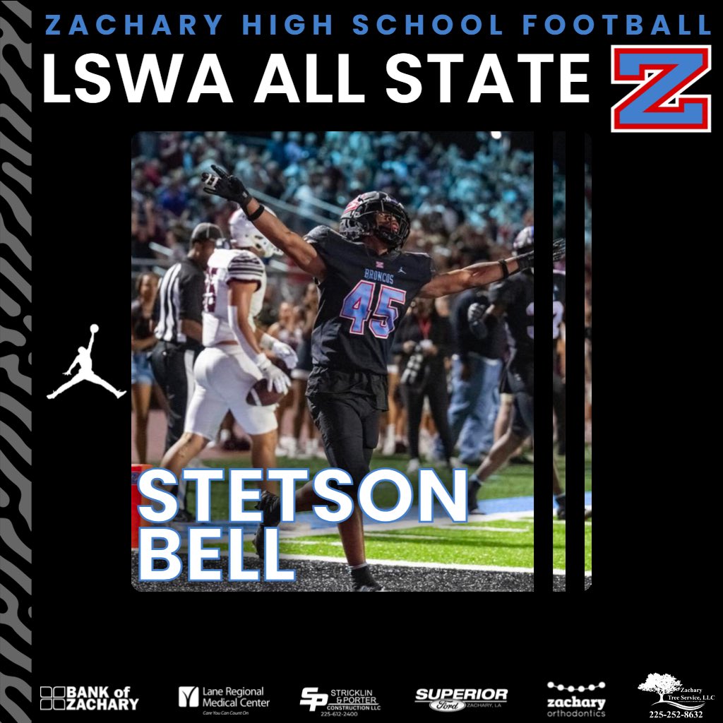 _ZHSFootball's tweet photo. THREAD: Congrats the Broncos named LSWA All State! Trey’Dez Green and Kavion Broussard got 1st team. Tyson George, Kam Peterson, Kam Thomas and Stetson Bell got Honorable Mention. #itsallabouttheZ https://t.co/YuMd2pwJ03
