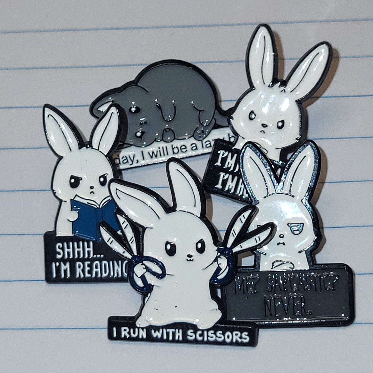 RhizomeComics's tweet photo. Do you need 37 pieces of flair?  We can help you out.  #OfficeSpace #pins #bunnies https://t.co/1zOZeobS2D
