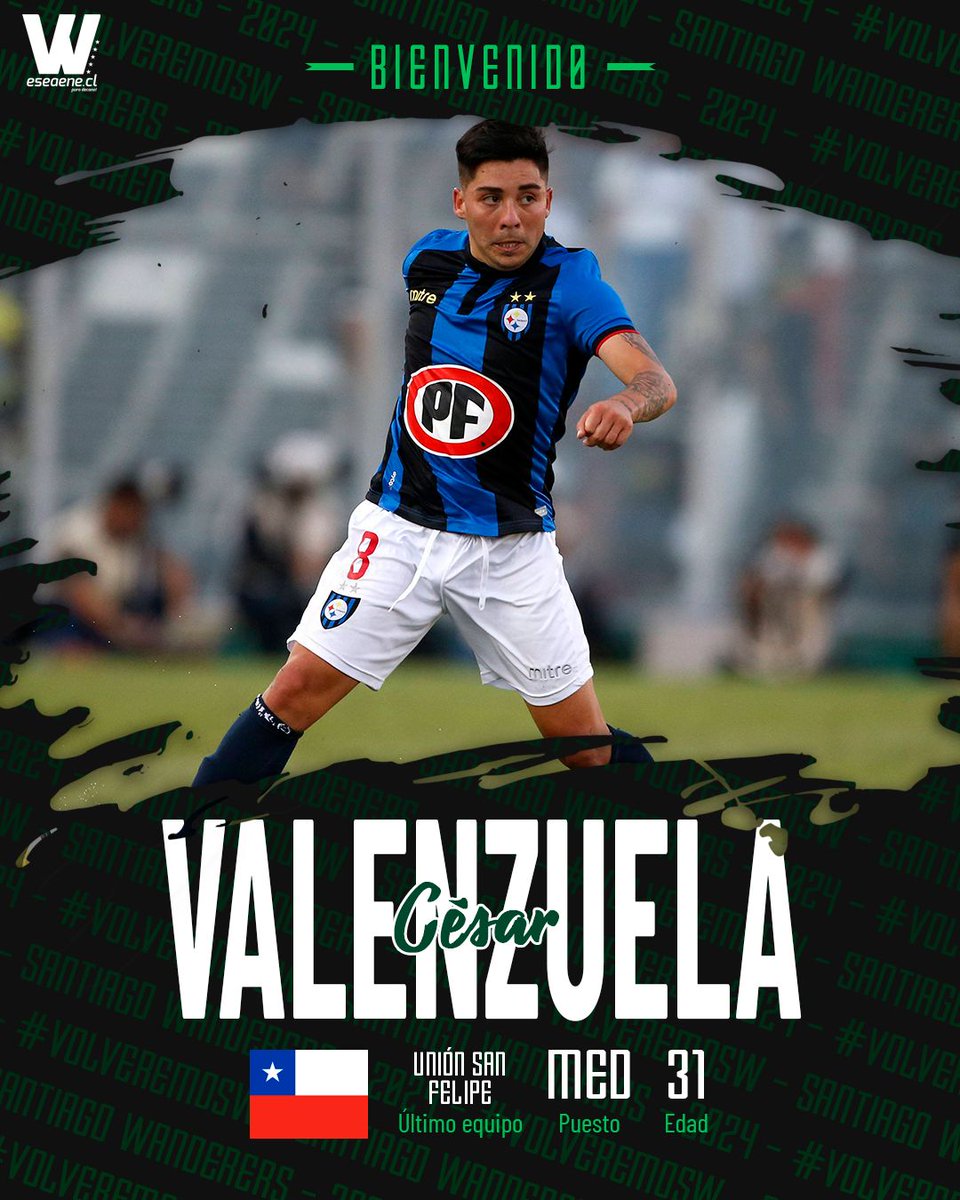 eseaenecl's tweet photo. De extensa carrera en el fútbol nacional, el mediocampista César Valenzuela es la nueva incorporación de Santiago Wanderers de Valparaíso para 2024 ¡Bienvenido al Decano! #IncorporacioneSW #SW2023 #SW2024 #VolveremoSW. https://t.co/flOFIteAiS
