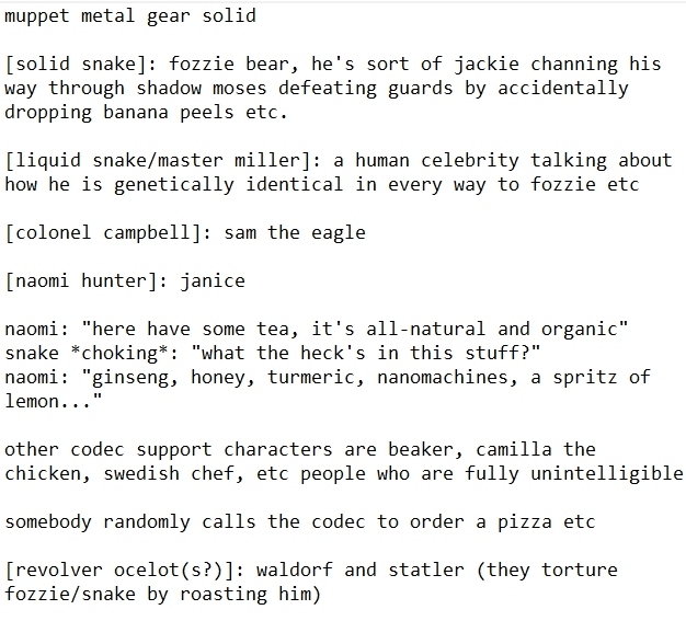 topherflorence's tweet photo. my personal muppet metal gear solid canon i think https://t.co/9TCWBAWZrv