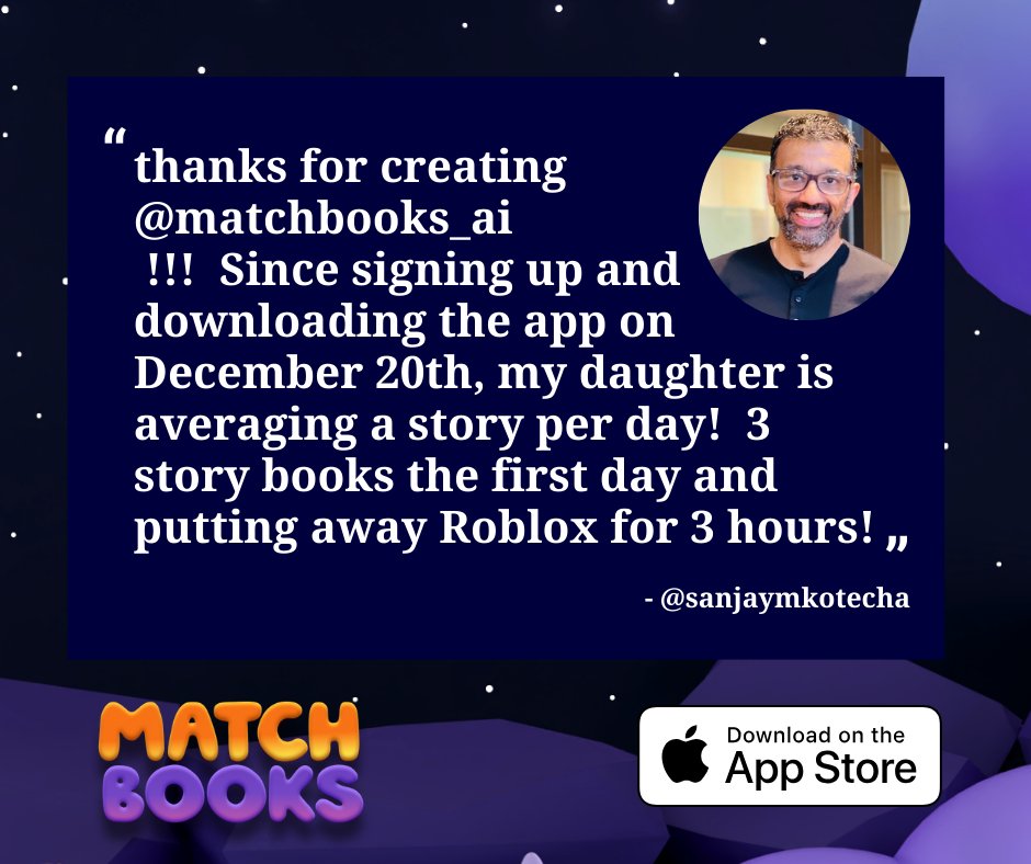Encourage healthy screen time & build your children's creativity! 🙌 💖 Build stories & build their imagination with the matchbooks app -> matchbooks.ai