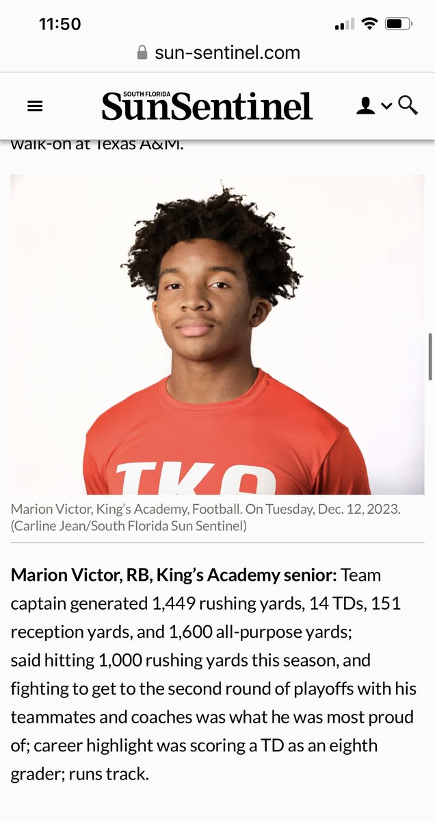 Thankful to be named First Team All County. <a href="/SunSentinel/">South Florida Sun Sentinel</a>