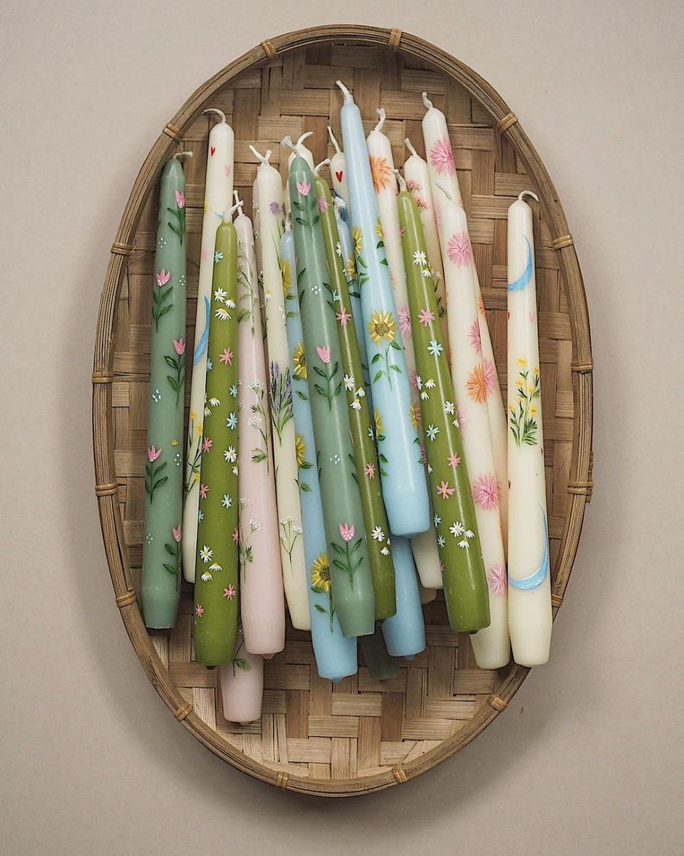 Flower painted candles 🕯️