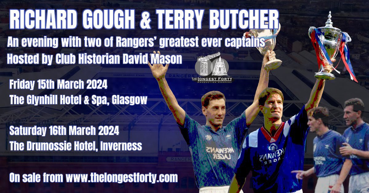 An Evening with…

©️𝗥𝗶𝗰𝗵𝗮𝗿𝗱 𝗚𝗼𝘂𝗴𝗵 &amp; 𝗧𝗲𝗿𝗿𝘆 𝗕𝘂𝘁𝗰𝗵𝗲𝗿

Friday 15th March 2024
Glynhill Hotel &amp; Spa, Glasgow
🎟️ BOOK- bit.ly/4awXGco

Saturday 16th March 2024
Drumossie Hotel, Inverness 
🎟️ BOOK - bit.ly/3v9shfT

#Longest40