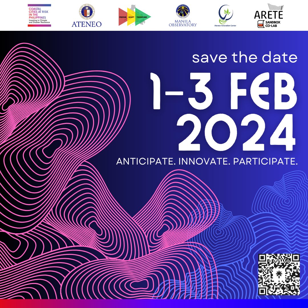 ccarPH's tweet photo. “It wasn’t raining when Noah built the ark.” - Howard Ruff

Anticipate. Innovate. Participate.
1-3 February 2023
Save the date. 

An exhibit and conference on Anticipatory Action and Technologies for Climate Change Adaptation and Disaster Risk and Resilience coming very soon. https://t.co/mtWVbBYsmT