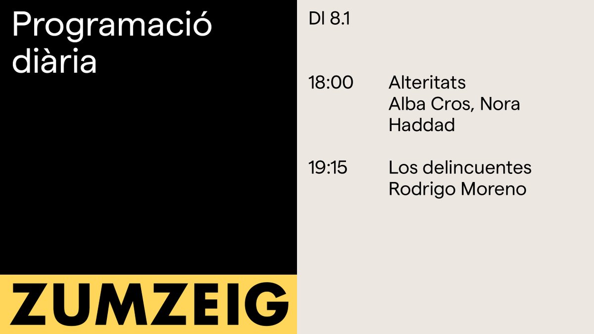 ZumzeigCinema's tweet image. Comença la setmana al #Zumzeig!🎬

#Alteritats Un recull de la veu de diferents vivències lèsbiques residents a Catalunya.🎶

#LosDelincuentes Un thriller estrafolari sobre l'atracament de dos empleats al banc en el que treballen.💰

🎟️bit.ly/3rBezuG