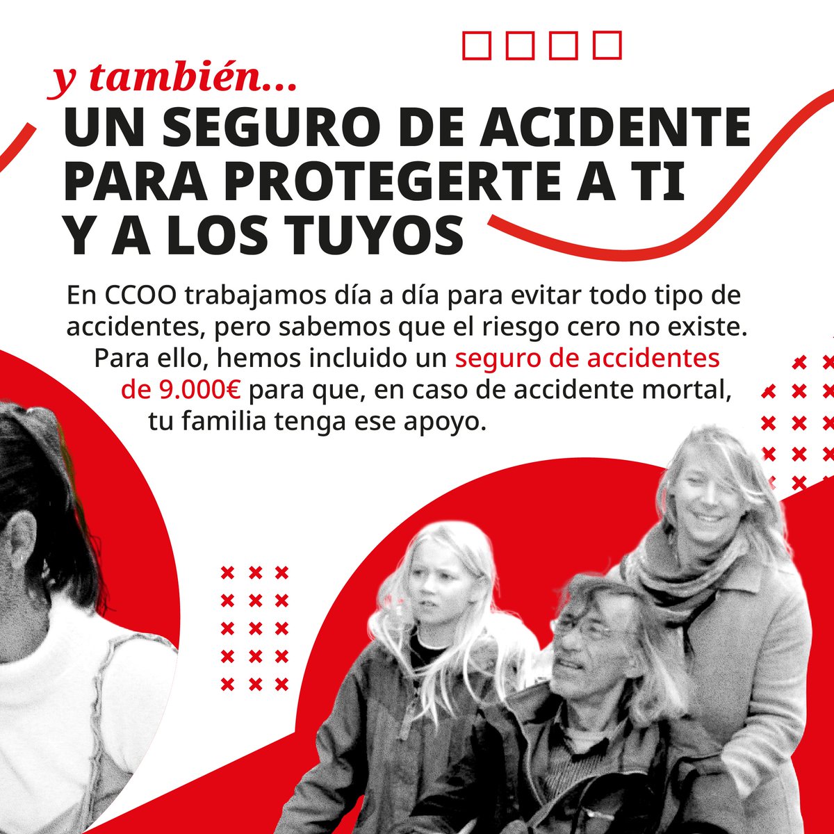 CCOO's tweet photo. Tu cuota te da más, 
Ofrecemos más servicios
Mejoramos la asesoría jurídica 
Y también un seguro de accidente para protegerte a ti y a los tuyos
Afíliate cobres lo que cobres

https://t.co/KroqeiSLLr https://t.co/6xfp3x0Ppk