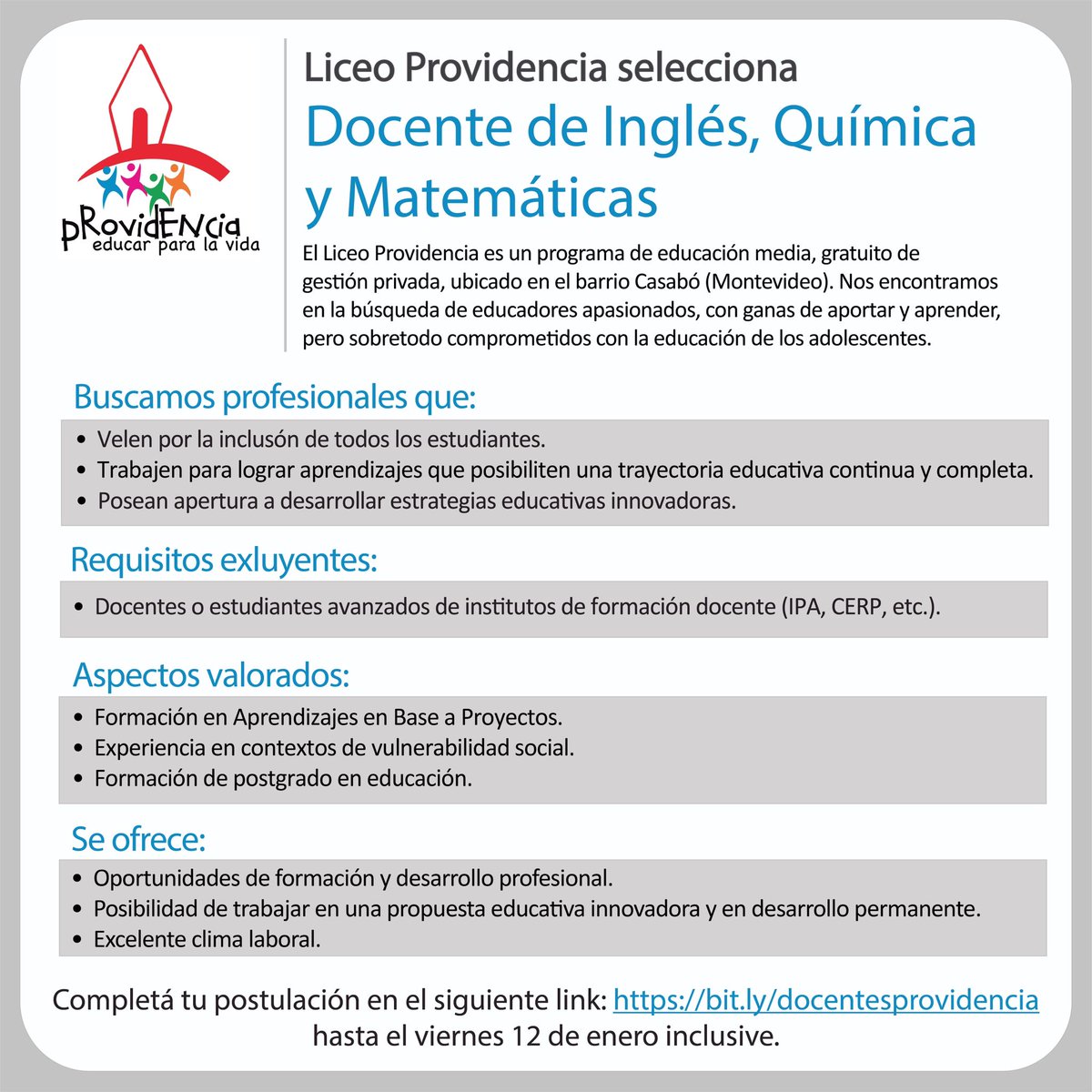 ¡Tremenda oportunidad! ¿Me ayudas a compartirla?
bit.ly/docentesprovid…