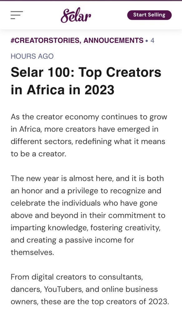 thebolamontana's tweet photo. Look who made @tryselar 2023 top 100 creators in Africa 🥹

My brand visibility >>> https://t.co/zIH4HyJE9u