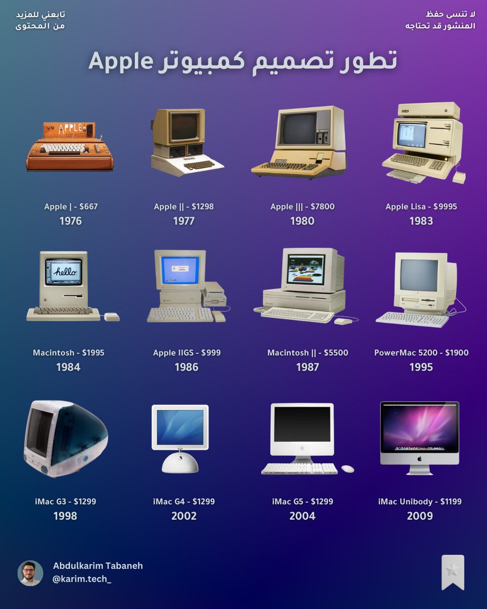 تطور تصميم كمبيوتر Apple 💻
.
.
.

#ابل #اخبار #حواسيب #تاريخ #شركات #ماك #تقنية #نصائح_تقنية #تكنولوجيا #تكنولوجيا_المعلومات #كمبيوتر #apple #imac #macintosh #computer #pc #history #tech #technology #haluituindahsekali #ai #macbook #desktop #تقنية