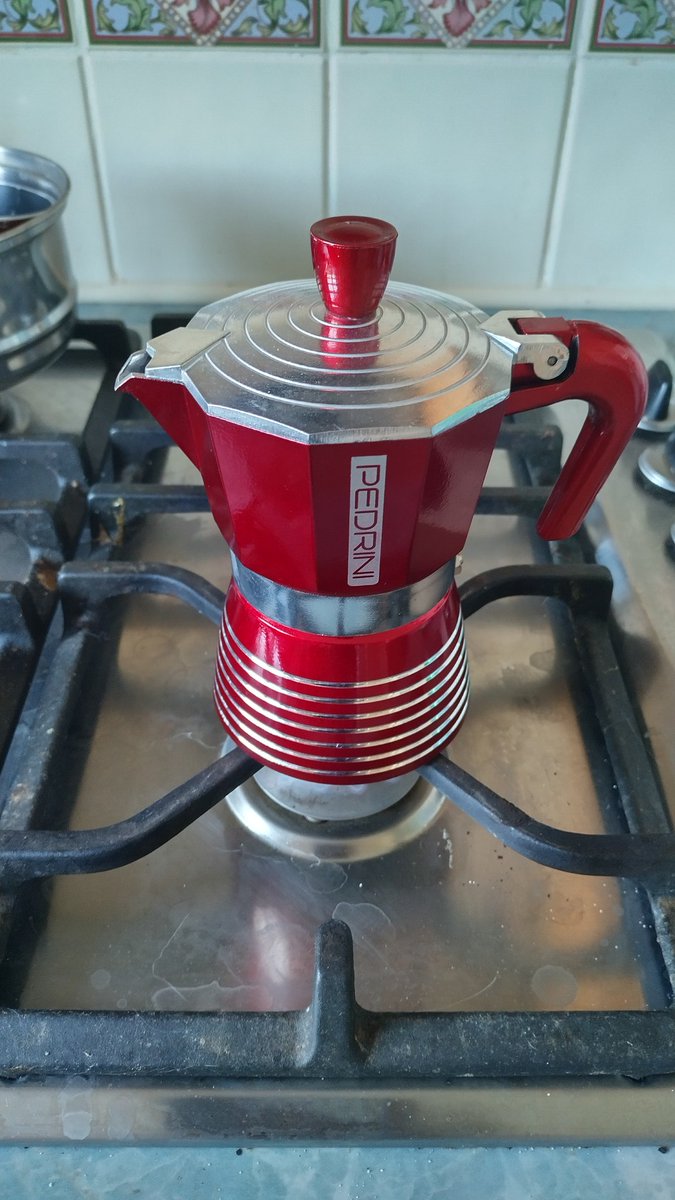 Stop wasting money on burnt coffee at Starbucks and Costa, and save a fortune as well. Buy a Bialetti. Left is the Italian Tricolour version. The flavour is med-strong for half a measure and will knock your head off on a full measure. The taste is 20x the High St fayre.