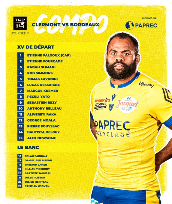 DanslameleeXV's tweet photo. Tout savoir sur le match entre Clermont et l'UBB dans le cadre de la 11ème journée de #Top14 !

ASM Clermont (8e) 🆚 Union Bordeaux-Bègles (4e)
📅 Vendredi 29 décembre à 21h
🏟️ Stade Marcel Michelin
📺 Canal+

#Top14 #Rugby #ASMUBB #ASM #Clermont #UBB #Bordeaux https://t.co/pwxuU8dytw