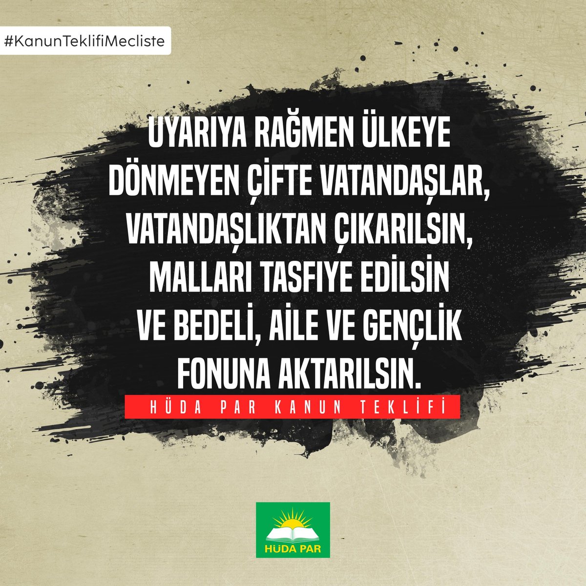 HurDavaPartisi's tweet photo. Soykırım suçu ve insanlığa karşı işlenen suçların faillerinin yargılanıp cezalandırılması, çifte vatandaşlığa sahip olanların vatandaşlıktan çıkarılması ve mal varlıklarına el konularak hazineye devredilmesini öngören kanun teklifimizi Meclis'e sunduk.
#KanunTeklifiMecliste https://t.co/XsrZhGL0Fs