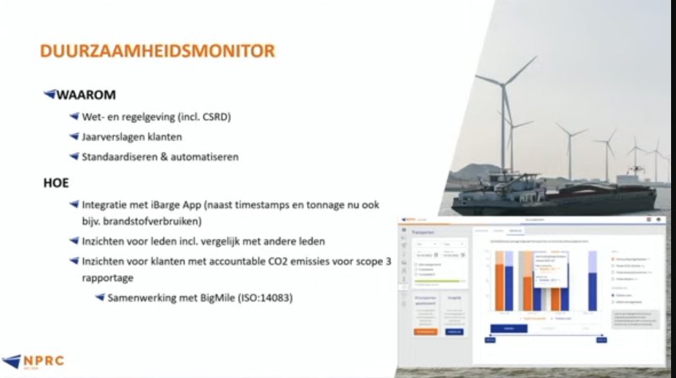 NPRC werkt met duurzaamheidsmonitor (gasolieverbruik) toe naar komende verplichting voor schippers en verladers.