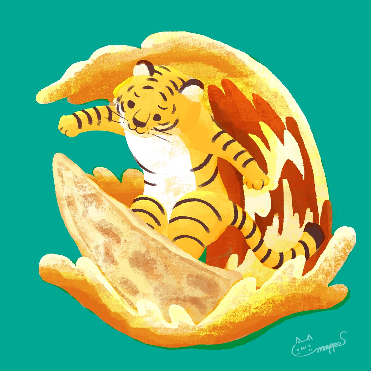 no humans tiger signature simple background food focus food animal focus  illustration images