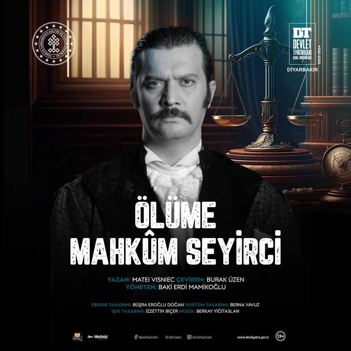siirkapisi45's tweet photo. Cahit Sıtkı Tarancı Kültür Merkezi Orhan Asena Sahnesinde Prömiyer...
Diyarbakır Devlet Tiyatrosunun, Baki Erdi Mamikoğlu rejisiyle, Matei Visniec’in “Ölüme Mahkûm Seyirci” adlı oyunu, 28 Aralık Perşembe günü, saat 20.00’de, ilk kez seyirci karşısına çıkıyor.
#devtiyatro https://t.co/9b1vsuk5g6