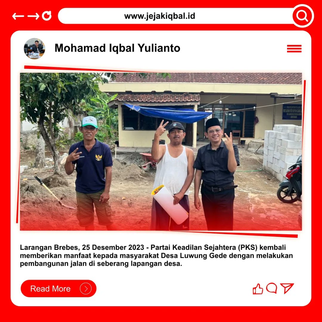 Apt_iqbal's tweet photo. PKS Kembali Beri Manfaat di Desa Luwung Gede Melalui Pembangunan Jalan, Iqbal Silaturahmi

website https://t.co/DEDoJJ9WdF

Media Jejak Iqbal

#mohamadiqbalyulianto
#iqbal
#calegdprri
#brebes #brebeshits #brebesnesia #brebesupdate #seputarbrebes https://t.co/YgImdZImq1