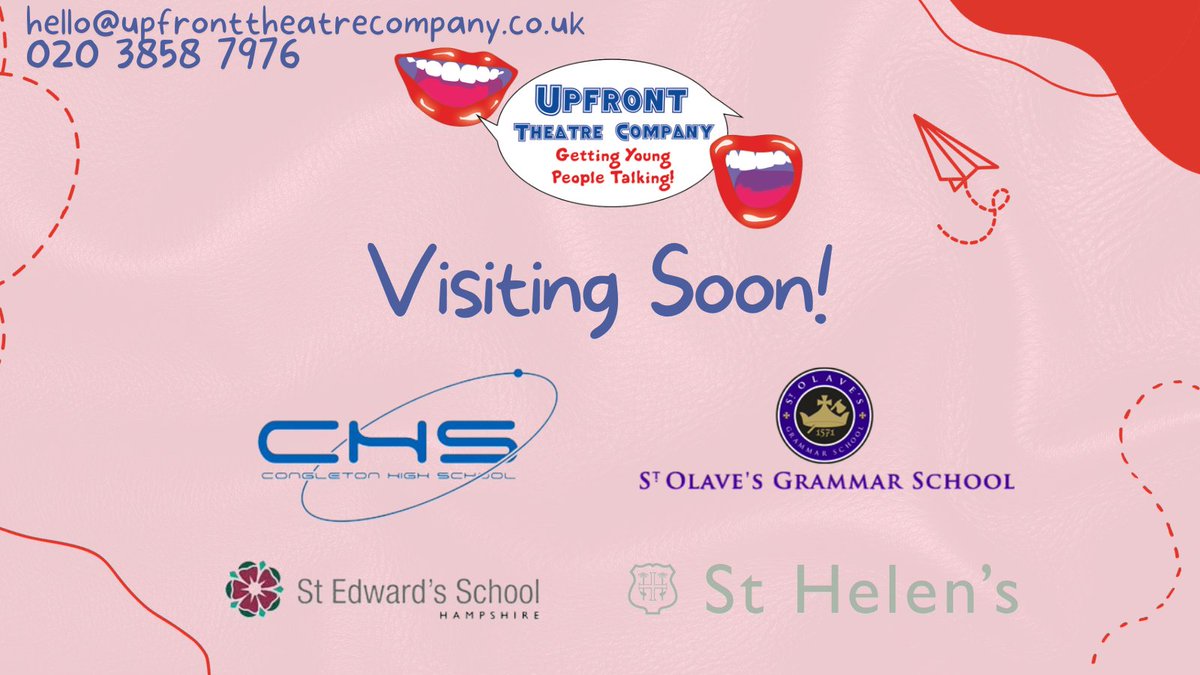 UpFrontThCo's tweet photo. We're starting off the new year running! With plenty of workshops to deliver!
We're excited to be returning to some old favourites, as well as visiting some new schools!
We'll be seeing you soon, @CongletonHS, @saintolaves, St Edward's School and @StHelensSchool!
#PSHE #PSCHE https://t.co/UFF2anK8dY