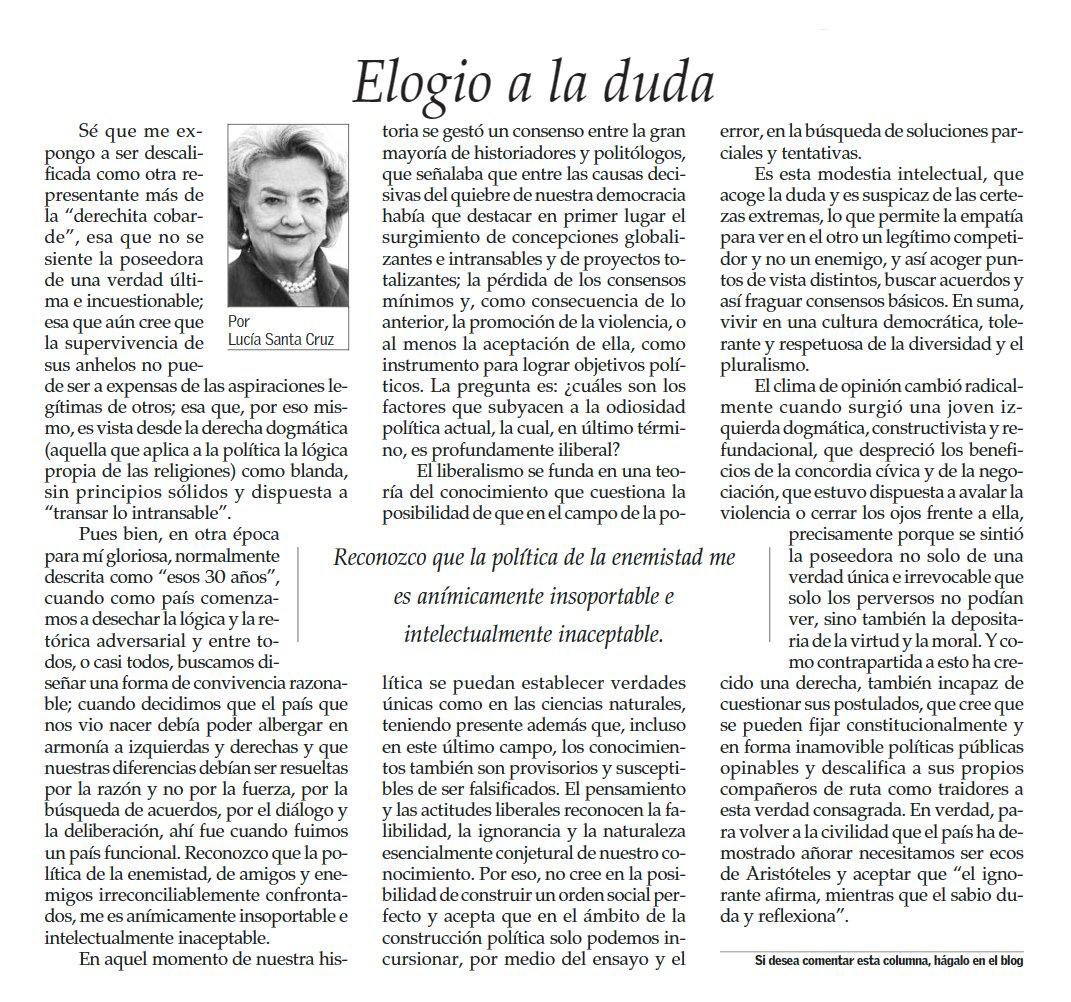 Muy buen aporte de Lucía Santa Cruz.